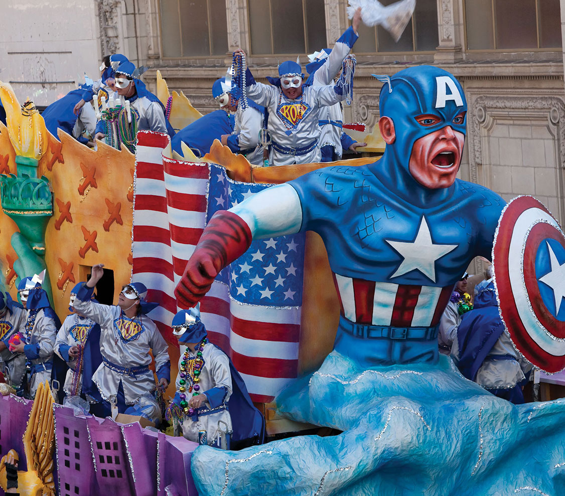 Captain America Mardi Gras float